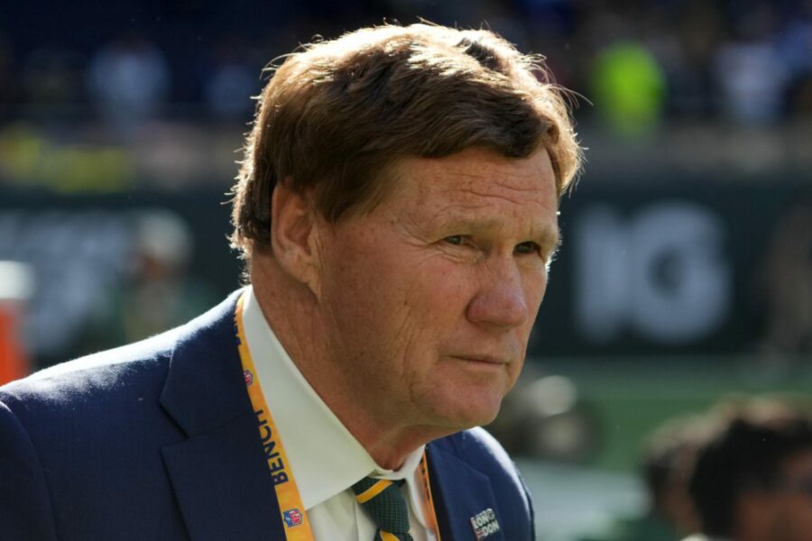 Oct 9, 2022; London, United Kingdom; Green Bay Packers president Mark Murphy watches from the sidelines during an NFL International Series game against the New York Giants at Tottenham Hotspur Stadium. Mandatory Credit: Kirby Lee-USA TODAY Sports (NFL News)