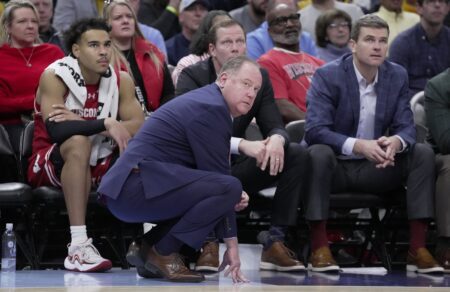 Dec 7, 2024; Milwaukee, Wisconsin, USA; Wisconsin head coach Greg Gard is shown during the second half at Fiserv Forum. Mandatory Credit: Mark Hoffman-Imagn Images