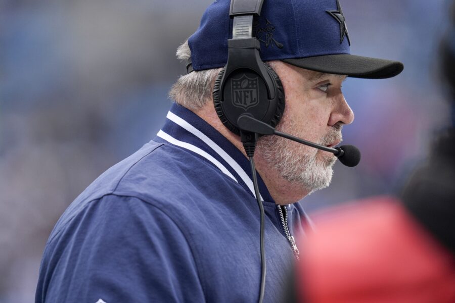 Dec 15, 2024; Charlotte, North Carolina, USA; Dallas Cowboys head coach Mike McCarthy during the second quarter against the Carolina Panthers at Bank of America Stadium. Mandatory Credit: Jim Dedmon-Imagn Images