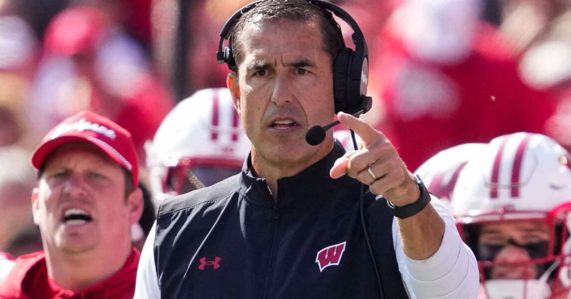 Oct 5, 2024; Madison, Wisconsin, USA; Wisconsin Badgers head coach Luke Fickell during the game against the Purdue Boilermakers at Camp Randall Stadium. Mandatory Credit: Jeff Hanisch-Imagn Images