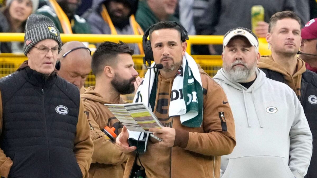 Green Bay Packers head coach Matt LaFleur on the sidelines during the second quarter of their game on against the Los Angeles Rams Sunday, Nov. 5, 2023 at Lambeau Field in Green Bay.© Mike De Sisti / The Milwaukee Journal Sentinel / USA TODAY NETWORK