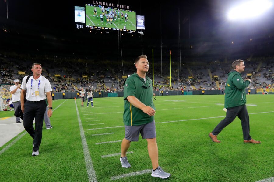 Green Bay Packers GM Brian Gutekunst walks off the field after an NFL preseason game at Lambeau Field on Thursday, August 9, 2018 in Green Bay, Wis. © Adam Wesley/USA TODAY NETWORK-Wisconsin