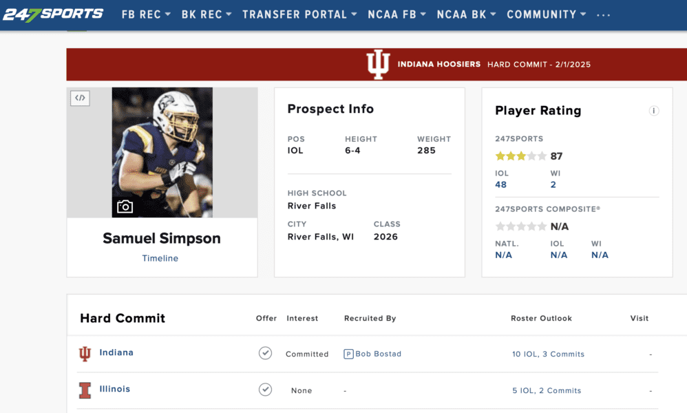 Wisconsin Badgers football target Sam Simpson