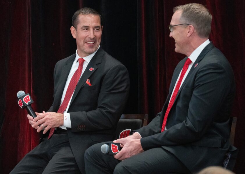 Wisconsin Badgers coach Luke Fickell, Chris McIntosh