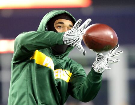 Green Bay Packers cornerback Jaire Alexander (23) before the game against the New England Patriots Sunday, November 4, 2018 at Gillette Stadium in Foxborough, Mass.