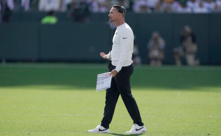 Green Bay Packers head coach Matt LaFleur is shown during the first quarter of their game Sunday, October 20, 2024 at Lambeau Field in Green Bay, Wisconsin. The Green Bay Packers beat the Houston Texans 24-22. © Mark Hoffman/Milwaukee Journal Sentinel / USA TODAY NETWORK via Imagn Images