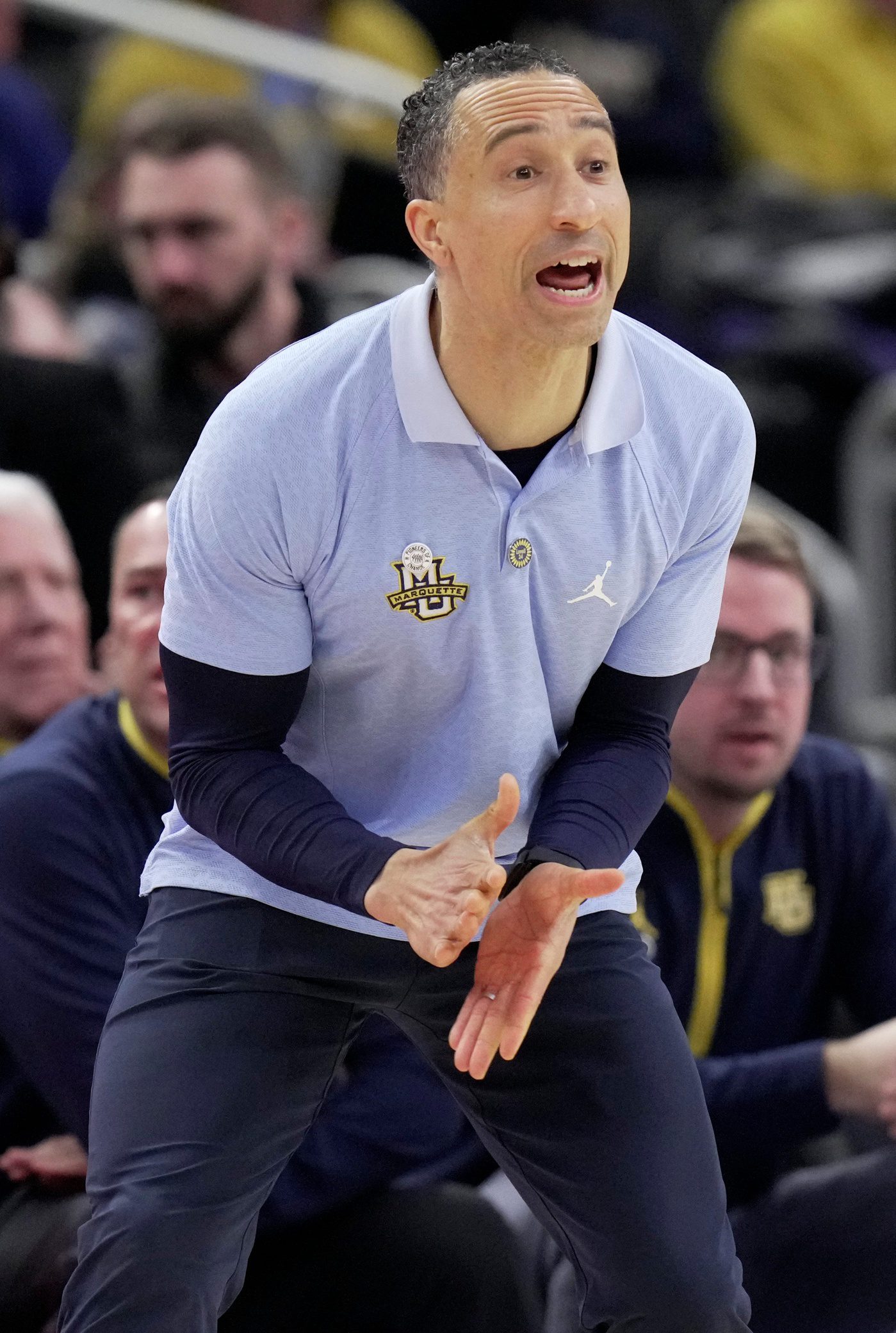 Marquette head coach Shaka Smart is shown during the second half of their game Tuesday, February11, 2025 at Fiserv Forum in Milwaukee, Wisconsin. Marquette beat DePaul 68-58. © Mark Hoffman/Milwaukee Journal Sentinel / USA TODAY NETWORK via Imagn Images