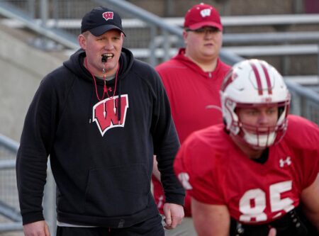 Wisconsin Badgers tight end coach Nate Letton