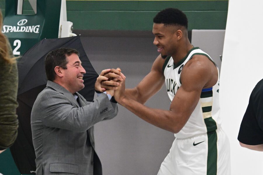 Milwaukee Bucks president Peter Feigin, Giannis Antetokounmpo
