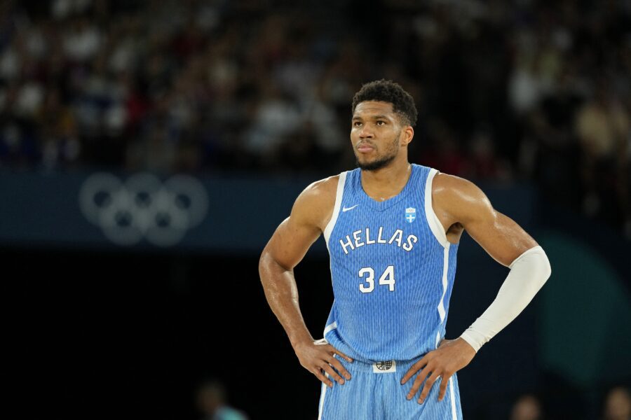 Report links Giannis Antetokounmpo’s Greece absence to money matters 2 Aug 6, 2024; Paris, France; Greece small forward Giannis Antetokounmpo (34) looks on against Germany during a menís basketball quarterfinal game during the Paris 2024 Olympic Summer Games at Accor Arena. Mandatory Credit: Kyle Terada-Imagn Images