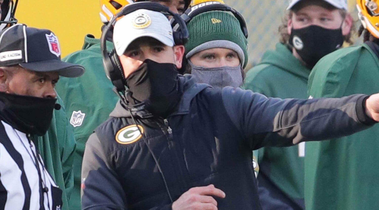 Matt Lafleur on the sidelines during the NFC Championship game