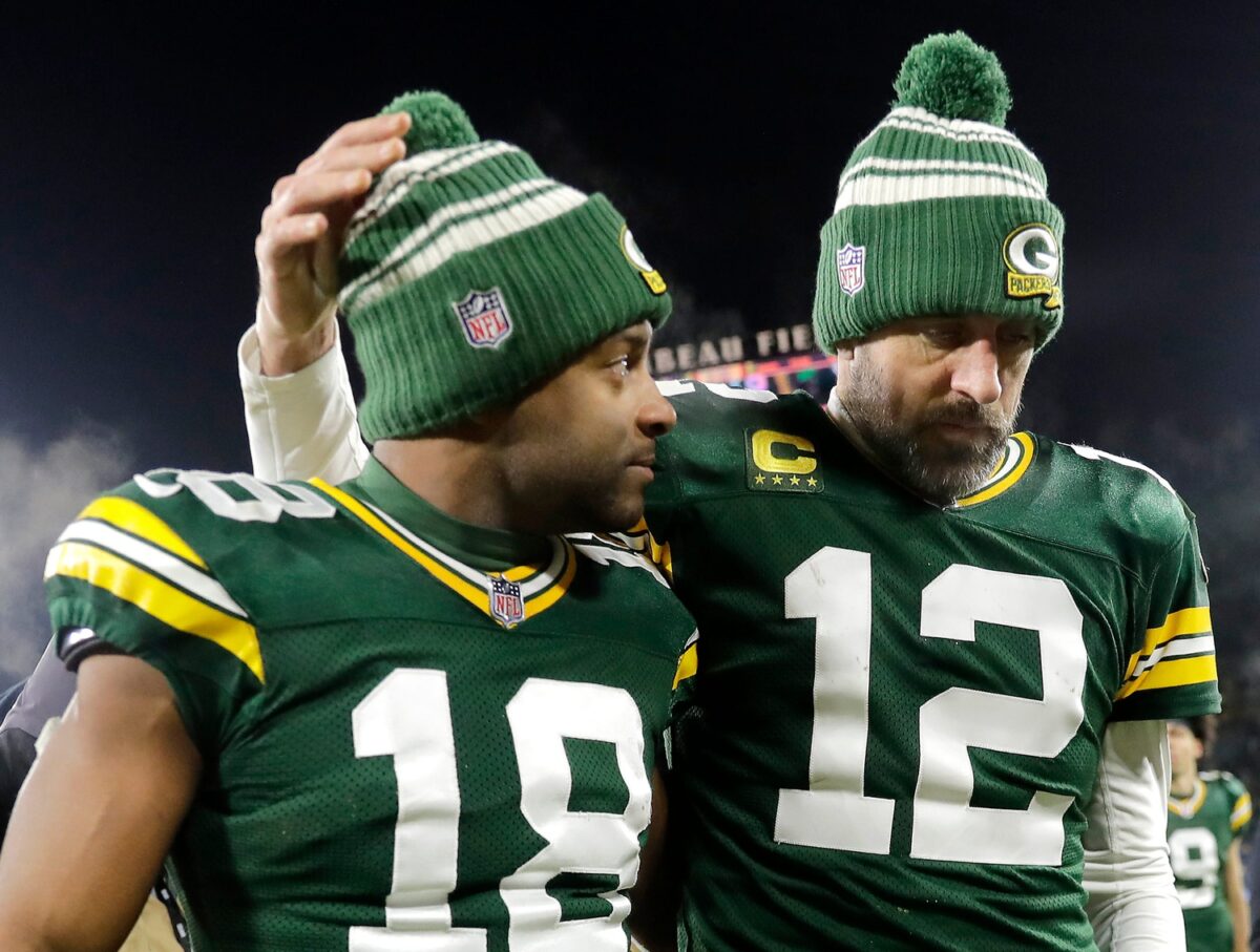 Green Bay Packers quarterback Aaron Rodgers and wide receiver Randall Cobb