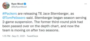 Jace Sternberger is waived