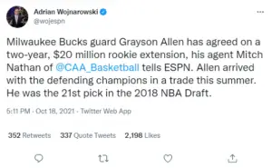 Bucks extend Grayson Allen