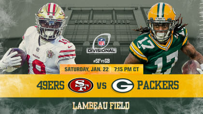 The Green Bay Packers face off against the San Francisco 49ers on Saturday, January 22nd at Lambeau Field.