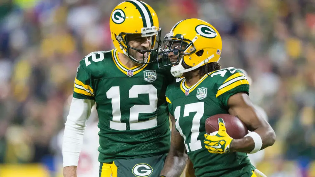 Aaron Rodgers and Davante Adams of the Green Bay Packers