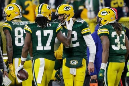 Davante Adams and teammates from the Green Bay Packers