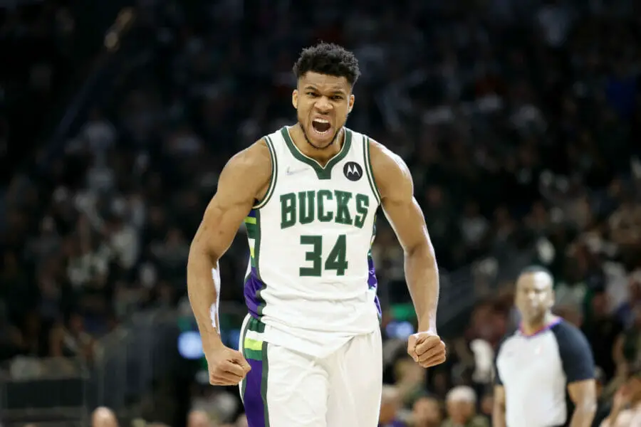 Giannis with a proud look on his face