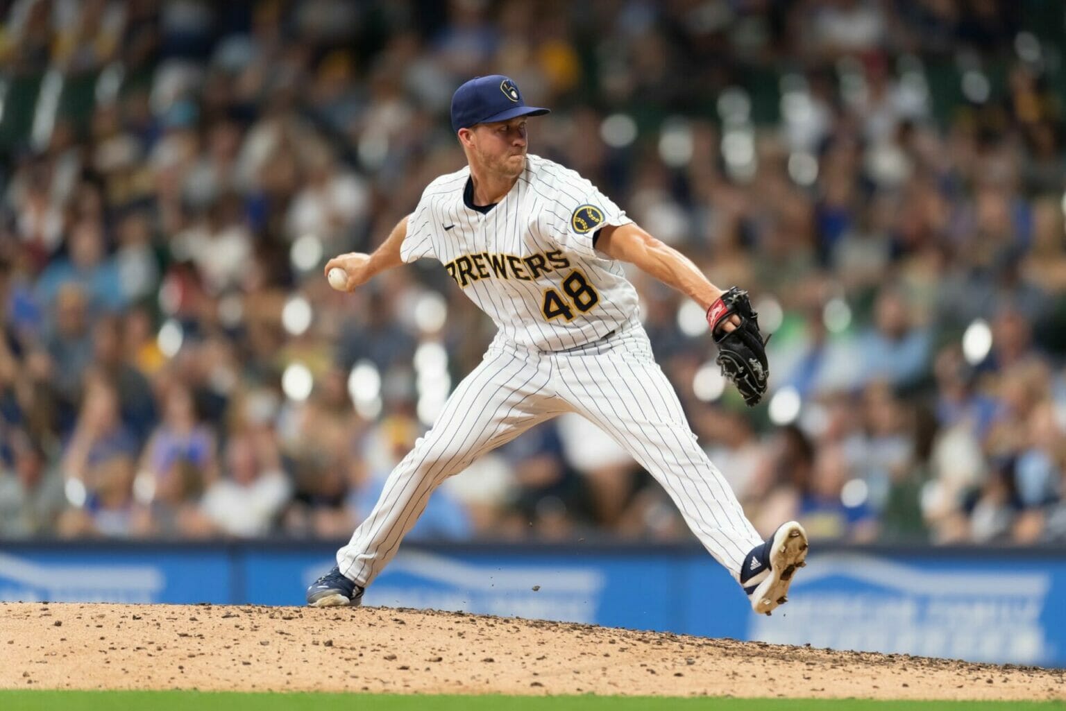 Trevor Gott pitching for the Milwaukee Brewers
