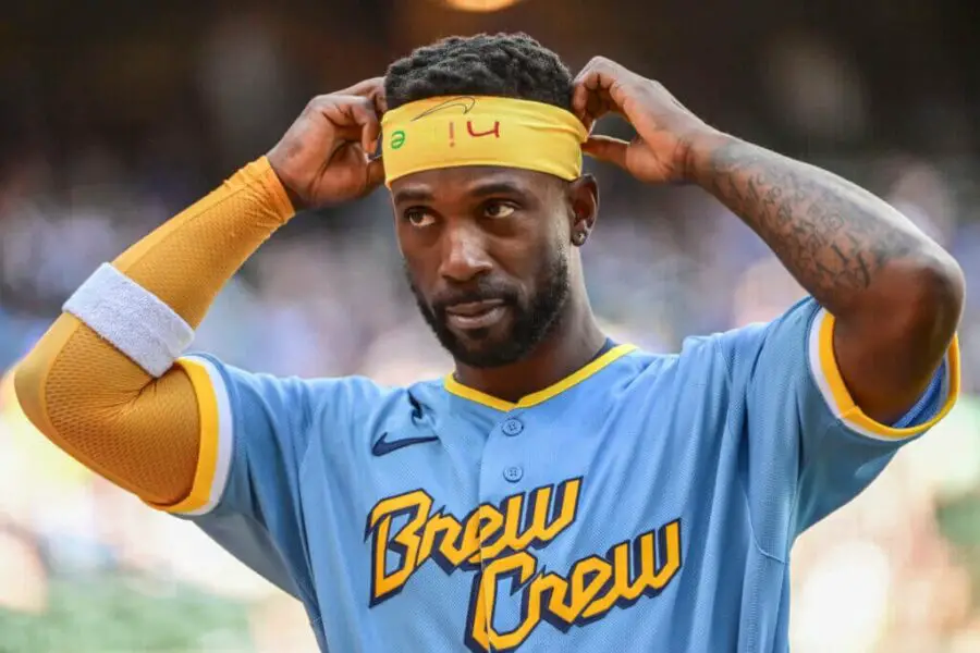 Andrew McCutchen in the Brewers' City Connect uniform