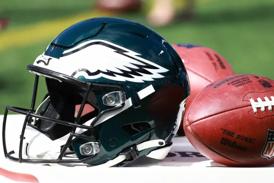 Philadelphia Eagles helmet on field