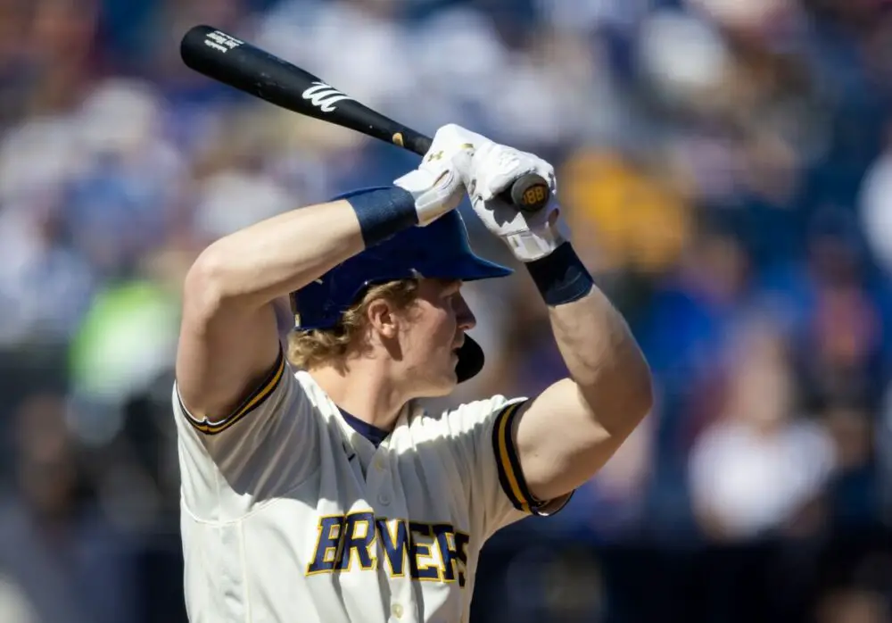 Joey Wiemer doubles in first MLB at bat with Brewers