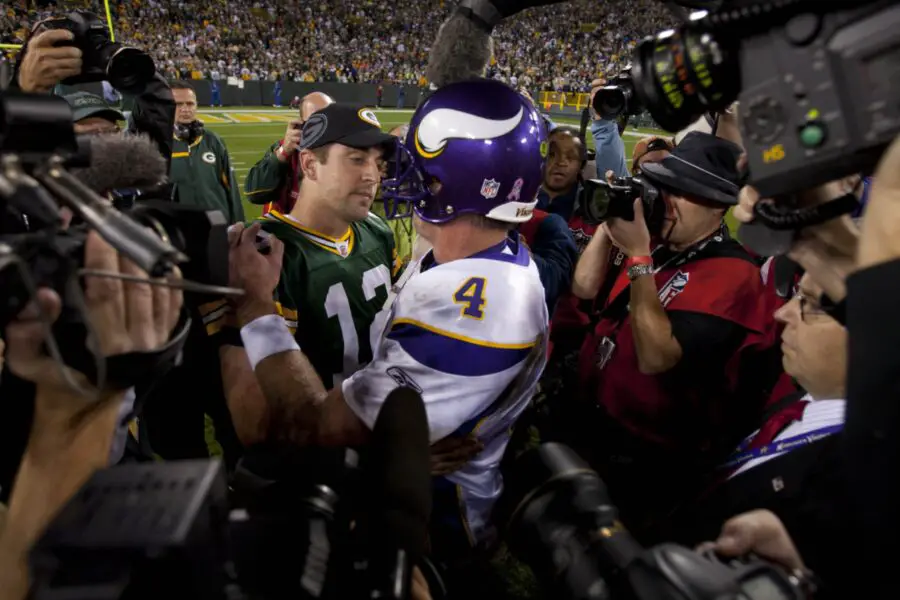 Green Bay Packers Brett Favre and Aaron Rodgers