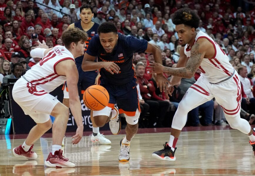 Wisconsin Badgers basketball playing against Jayden Epps and Illinois