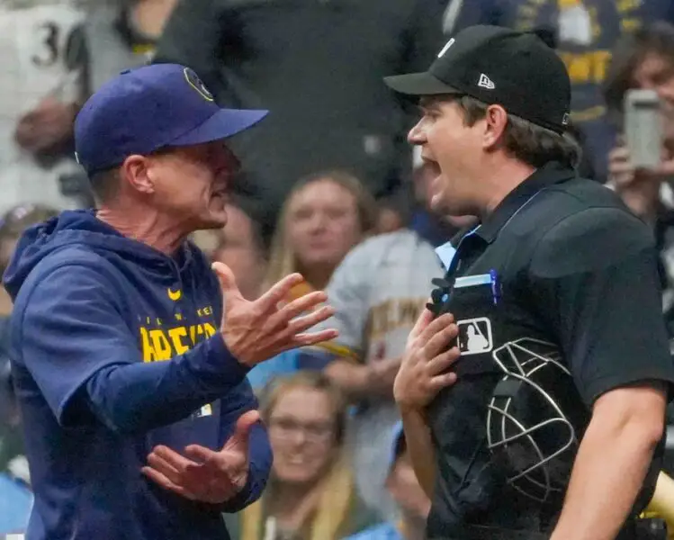 Adam Beck, MLB umpire during the Milwaukee Brewers and Los Angeles Angels game