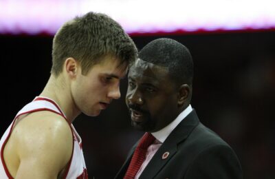 Howard Moore coaching for the Badgers