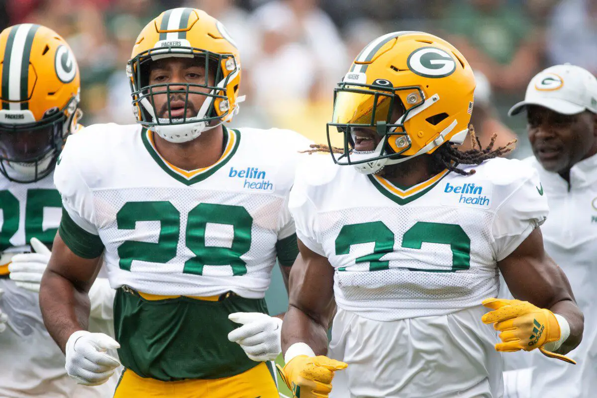 Green Bay Packers running backs Aaron Jones and AJ Dillon