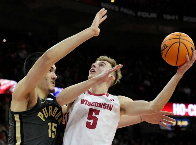 Wisconsin Badgers basketball playing against the Purdue Boilermakers basketball team