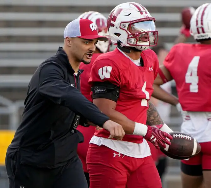 Wisconsin football running backs coach Devon Spalding