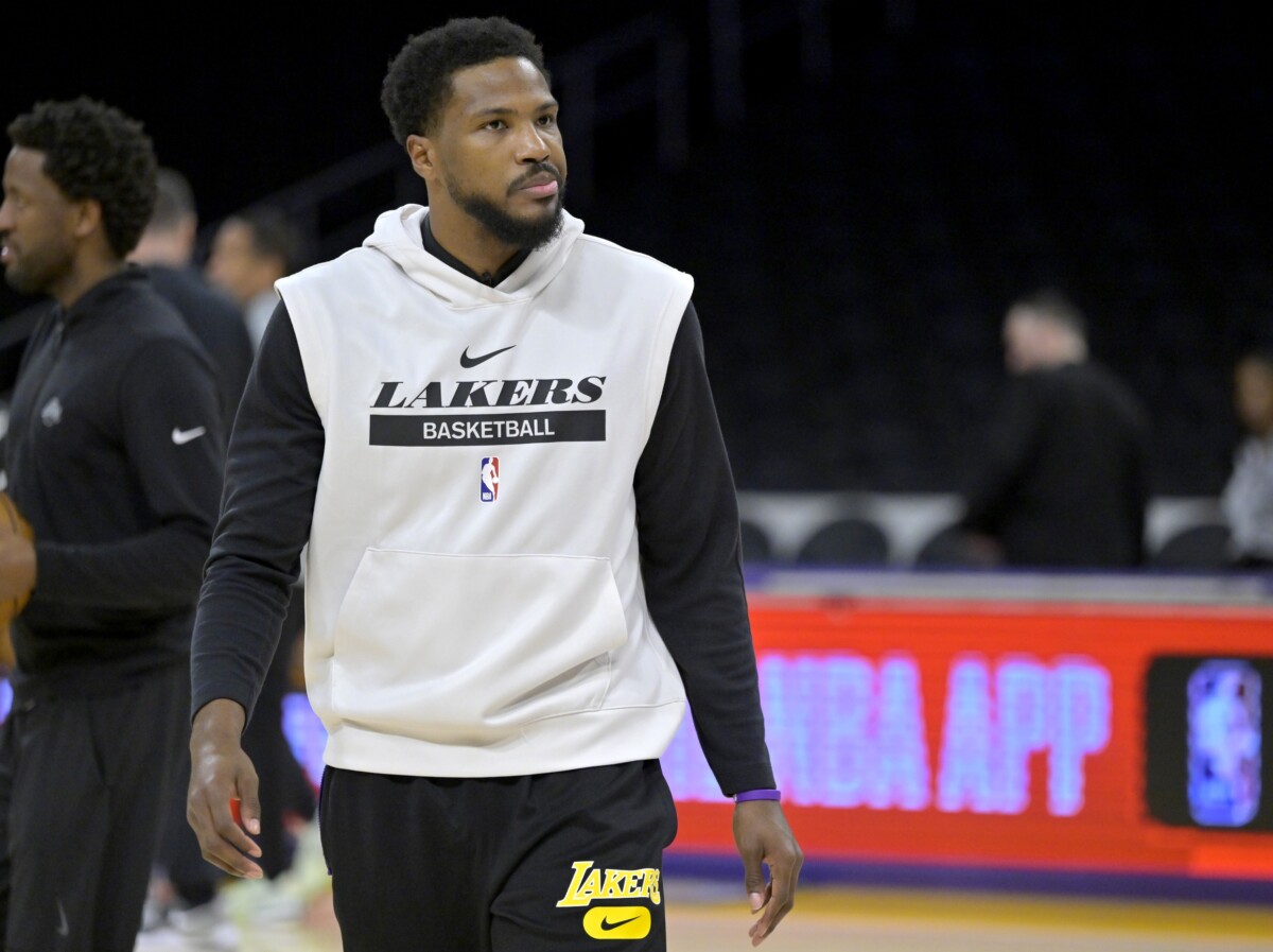 May 12, 2023; Los Angeles, California, USA; Los Angeles Lakers guard Malik Beasley (5) warms up prior to game six of the 2023 NBA playoffs against the Golden State Warriors at Crypto.com Arena. Mandatory Credit: Jayne Kamin-Oncea-USA TODAY Sports (NBA NewS)