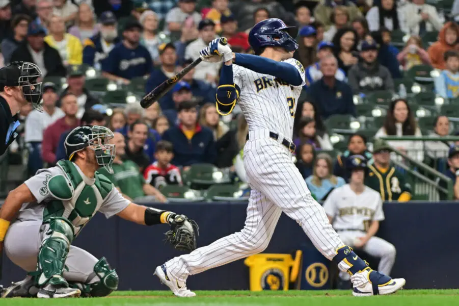 Milwaukee Brewers face Oakland A's in June 2023.
