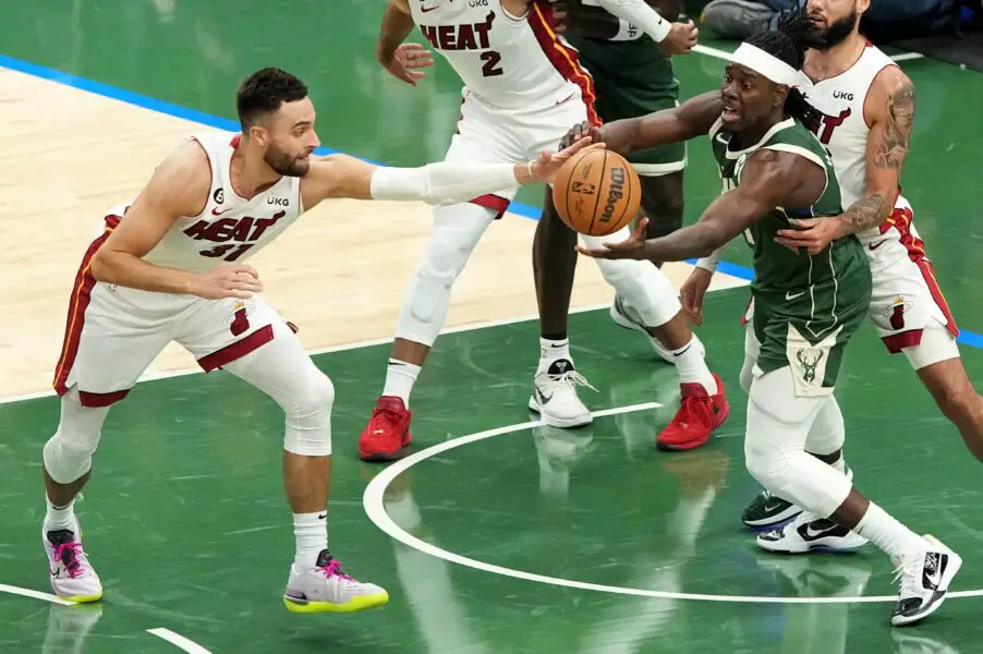 Milwaukee Bucks facing Miami Heat in playoffs.