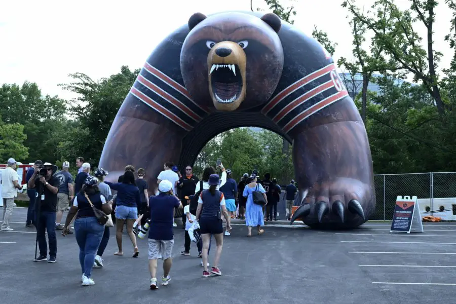 Jul 28, 2022; Lake Forest, IL, USA; Chicago Bears fans enter training camp at PNC Center at Halas Hall. Mandatory Credit: Matt Marton-USA TODAY Sports