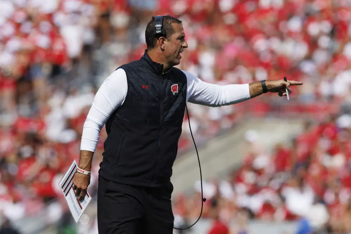 Wisconsin Badgers head coach Luke Fickell coaching against the Buffalo Bulls