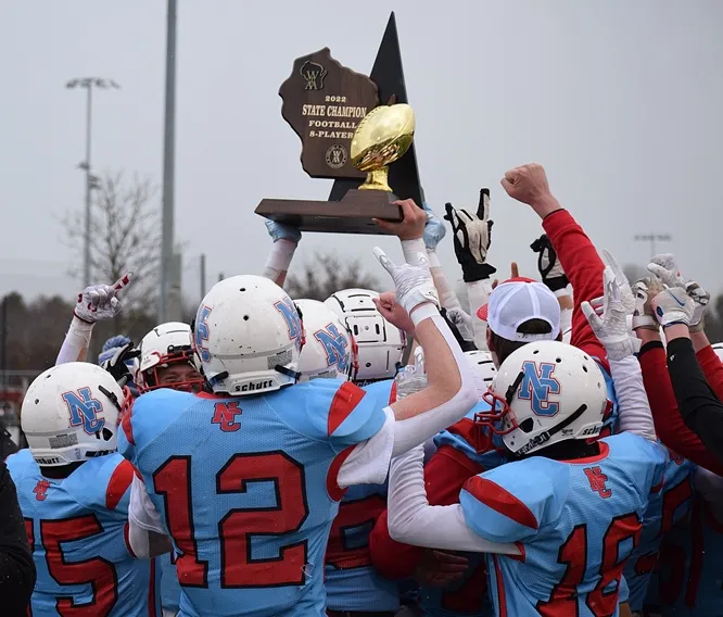 The WIAA 8player Division Champions the Newman Catholic Cardinals in 2022