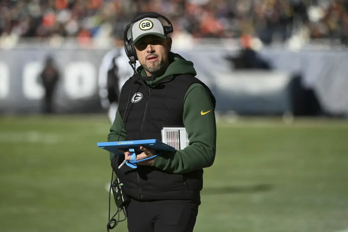 Dec 4, 2022; Chicago, Illinois, USA; Green Bay Packers head coach Matt LaFleur during the first half against the Chicago Bears at Soldier Field. Mandatory Credit: Matt Marton-USA TODAY Sports