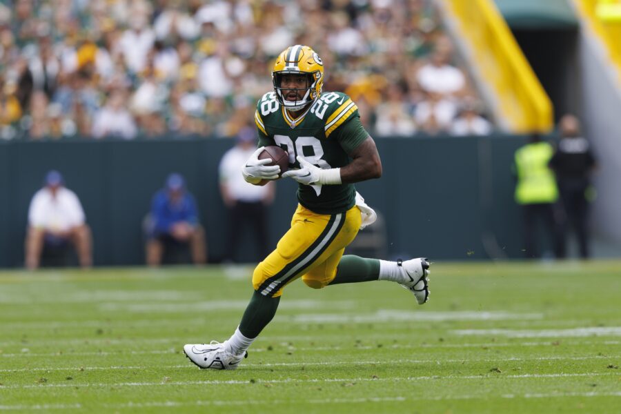 AJ Dillon of the green bay packers an option for fantasy football managers