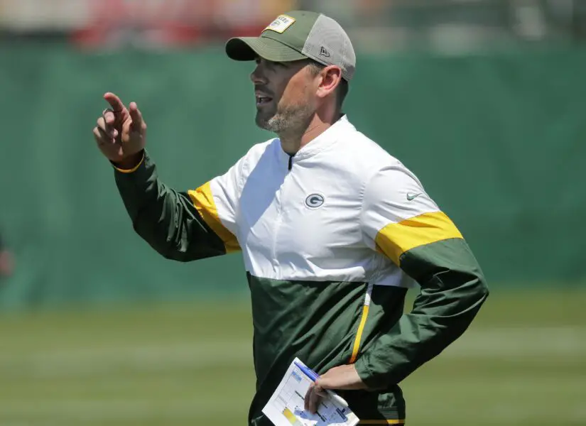Green Bay Packers head coach Matt LaFleur participates in organized team activities Wednesday, June 2, 2021, in Green Bay, Wis. © Dan Powers/USA TODAY NETWORK-Wisconsin via Imagn Content Services, LLC