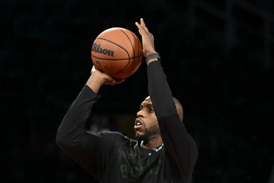 Dec 6, 2023; Las Vegas, NV, USA; Milwaukee Bucks forward Khris Middleton (22) shoots during practice day prior to the In-Season Tournament semi-finals at T-Mobile Arena. Mandatory Credit: Candice Ward-USA TODAY Sports