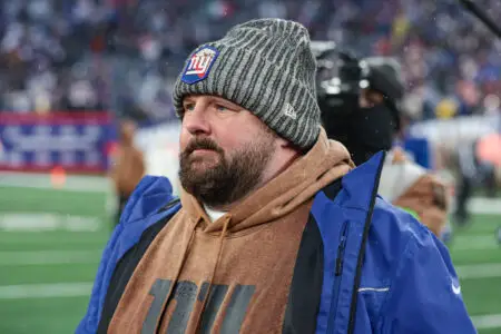 Nov 26, 2023; East Rutherford, New Jersey, USA; New York Giants head coach Brian Daboll after the game against the New England Patriots at MetLife Stadium. Mandatory Credit: Vincent Carchietta-USA TODAY Sports