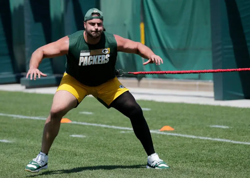 Green Bay Packers offensive tackle David Bakhtiari (69) participates in minicamp practice Wednesday, June 9, 2021, in Green Bay, Wis. © Dan Powers/USA TODAY NETWORK-Wisconsin via Imagn Content Services, LLC