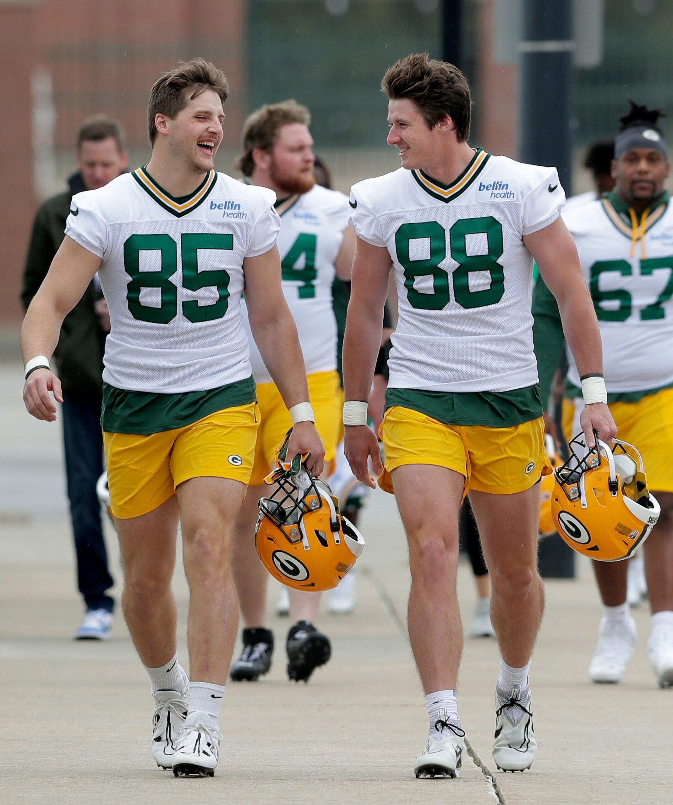 Green Bay Packers tight ends Luke Musgrave and Tucker Kraft