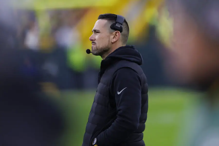Dec 17, 2023; Green Bay, Wisconsin, USA; Green Bay Packers head coach Matt LaFleur looks on during the fourth quarter against the Tampa Bay Buccaneers at Lambeau Field. Mandatory Credit: Jeff Hanisch-USA TODAY Sports