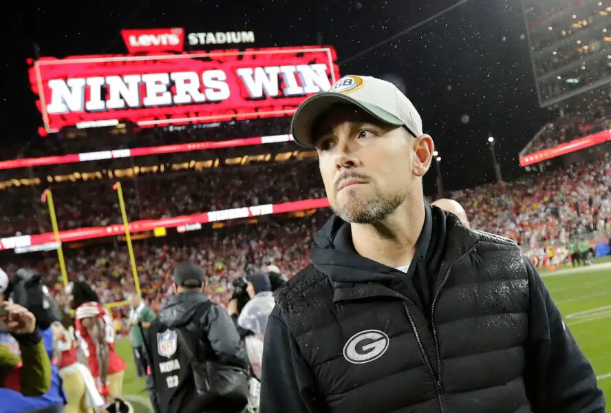 Green Bay Packers head coach Matt LaFleur leaves the field after losing to the San Francisco 49ers during their NFC divisional playoff football game Saturday, January 20, 2024, at Levi's Stadium in Santa Clara, California. © Dan Powers/USA TODAY NETWORK-Wisconsin / USA TODAY NETWORK