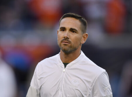 Sep 5, 2019; Chicago, IL, USA; Green Bay Packers head coach Matt LaFleur looks on prior to the game against the Chicago Bears at Soldier Field. Mandatory Credit: Quinn Harris-USA TODAY Sports
