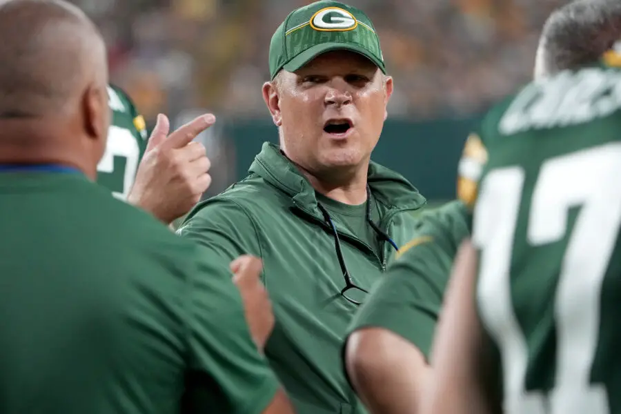 Aug 19, 2023; Green Bay, WI, USA; Green Bay Packers general manager Brian Gutekunst is shown during the second quarter of their preseason game against the New England Patriots at Lambeau Field. Mandatory Credit: Mark Hoffman-USA TODAY Sports